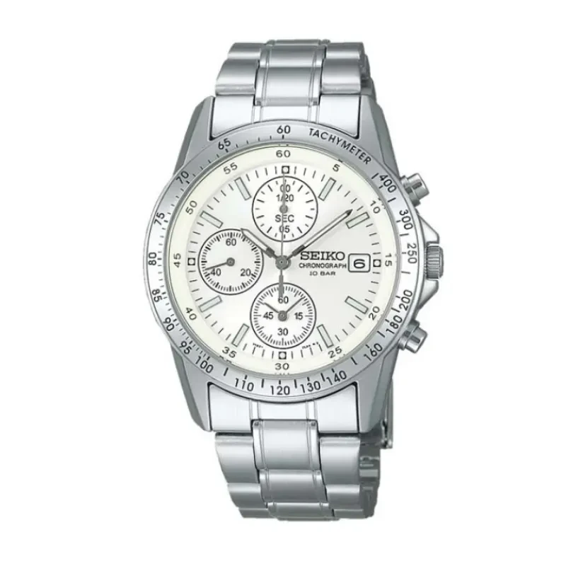 Seiko Spirit Chronograph Sporty White Dial Men's Watch- SBTQ039